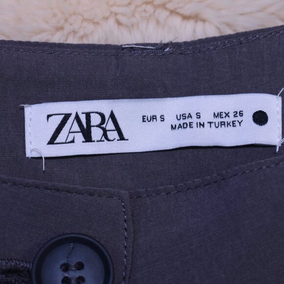 Zara Super High Rise Wide Leg Cropped Gray Dress Pants Women’s Small Work Chic - Picture 11 of 13